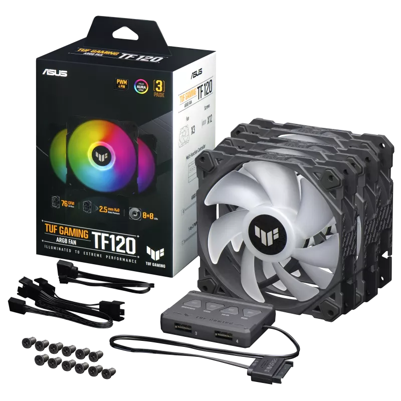 Asus TUF Gaming TF120 ARGB Fan - Triple Fan Kit with ARGB Controller Asus TUF Gaming TF120 ARGB Fan - Triple Fan Kit with ARGB Controller